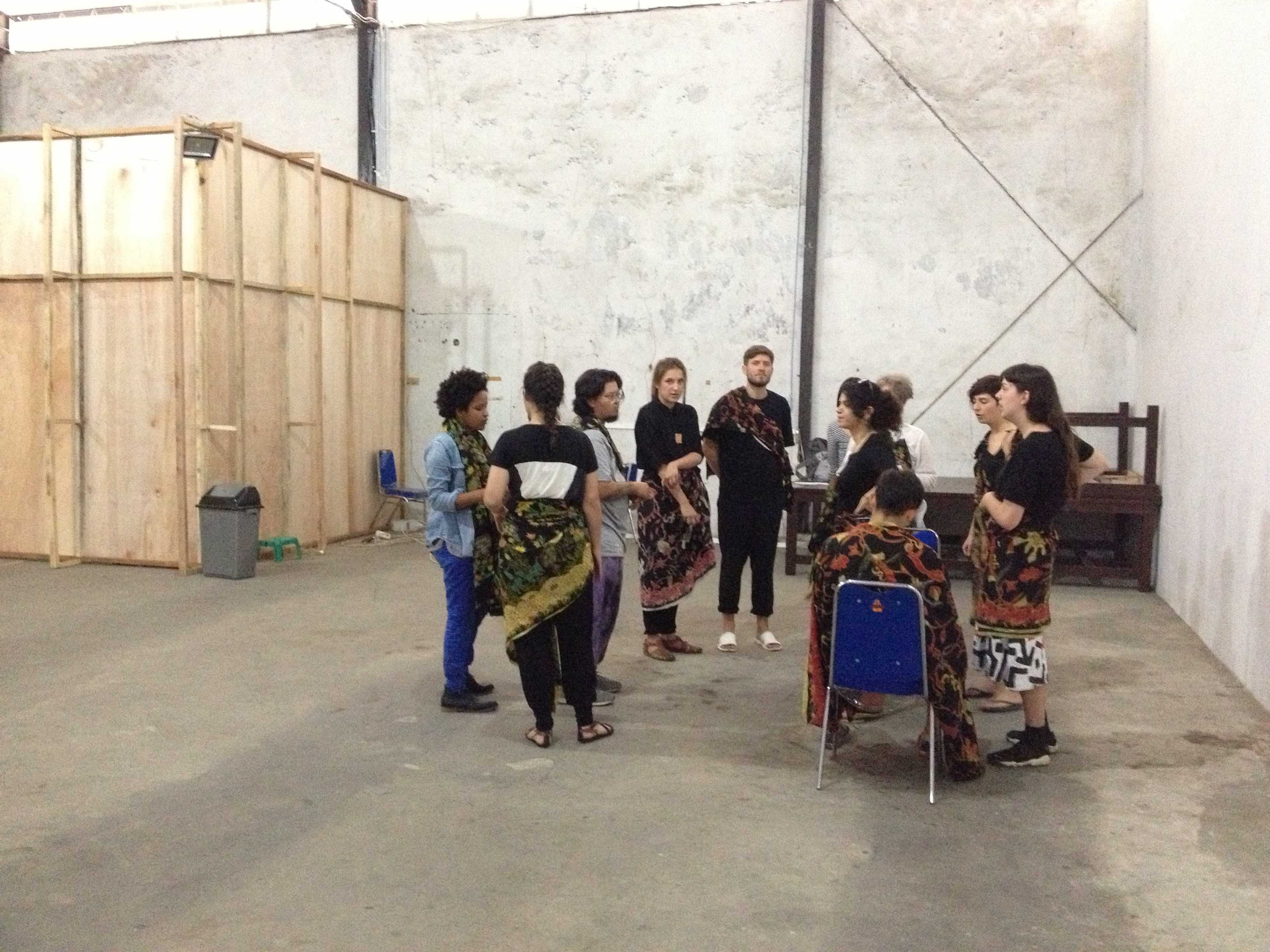 NON-TRANSMITTABLE FORM group at the Jakarta Biennale, 2015 - preparing for group performance