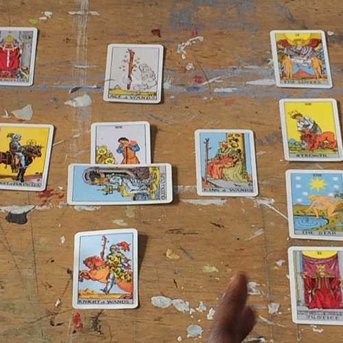 A shot from the tarot reading Denise Ferreira da Silva did for the Dutch Art Institute class during her guest tutorial on Friday, 10 March 2017. Images courtesy Clementine Edwards.