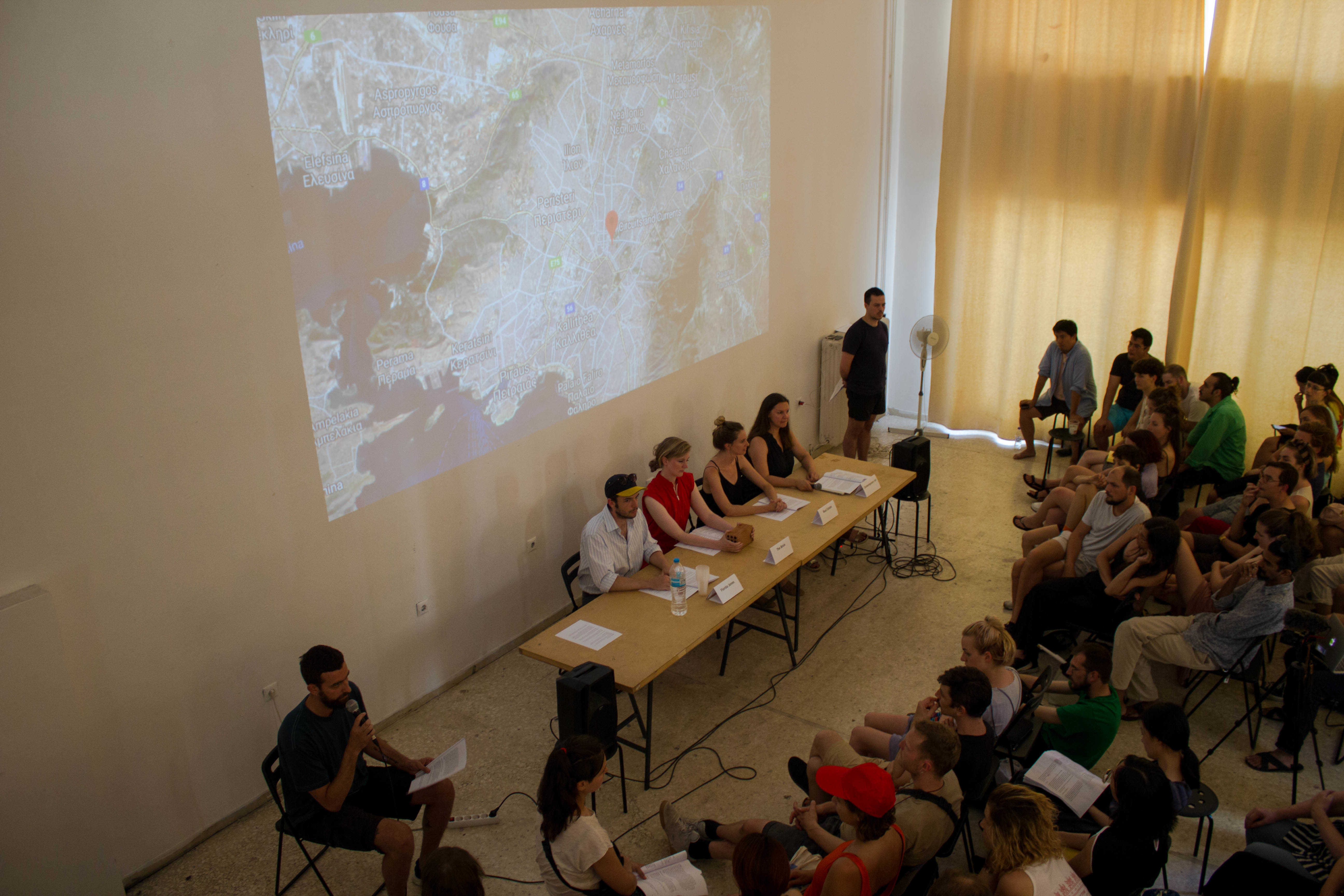 COOP Summit 2018: Presetation by the REALTY study group at the Circuits & Currents Project Space of the Athens School of Fine Arts, on the 2nd of June. Photo: Silvia Ulloa for DAI Roaming Academy.