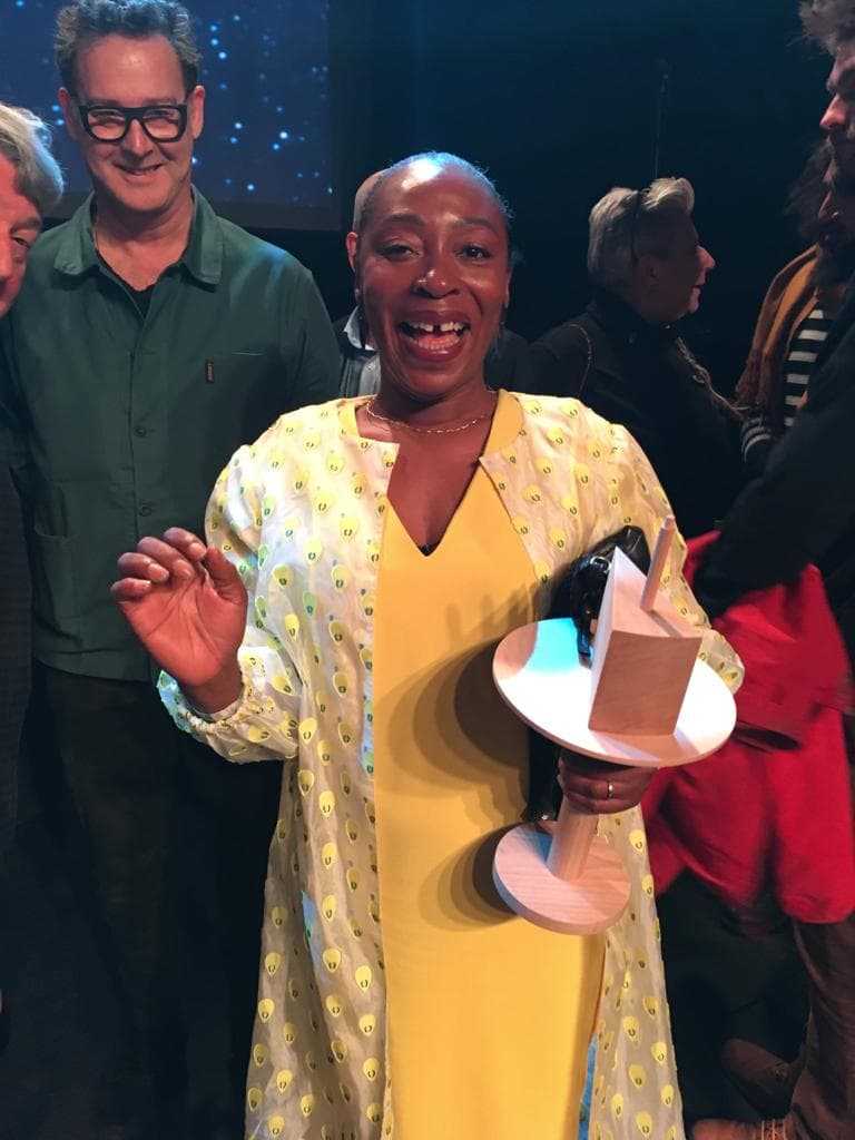 Otobong Nkanga during the prize celebration at AB in Brussels, 5th February 2019