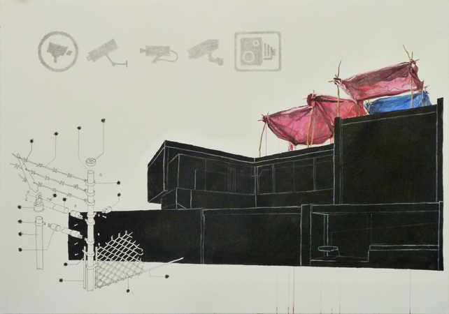 Julio Pastor / Comprehensive Residential Project (with maid's room on the rooftop)/ mixed media on cotton paper  70 x 100 cm  2011