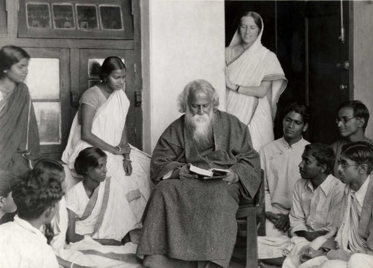 Rabindranath Tagore with students at Santiniketan