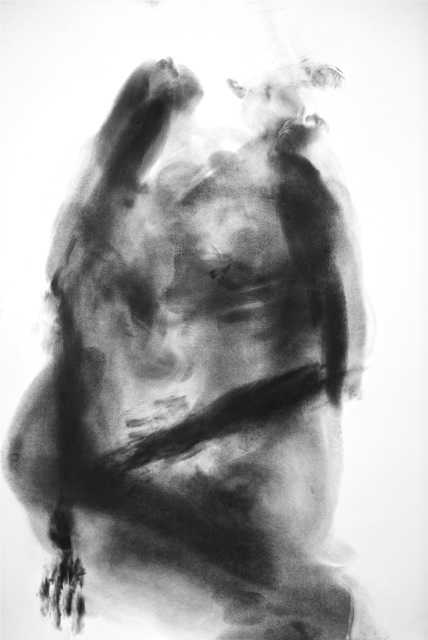 Carlijn Mens - Le baiser macabre (body scan) - houtskool op papier, 71-101 cm