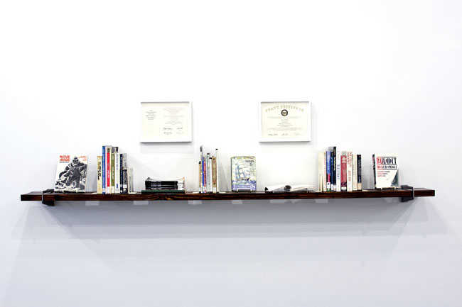 Installation view of Julia Weist's work in The Book Lovers