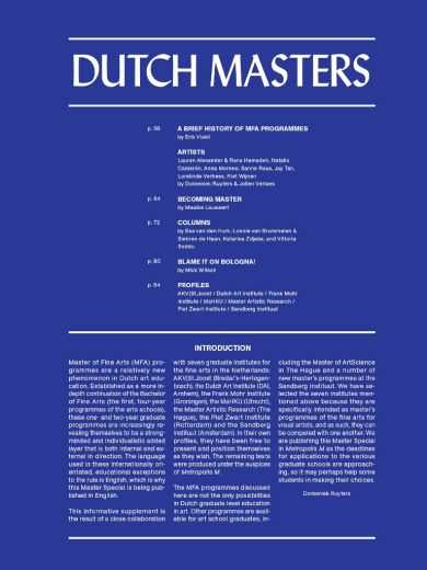 Dutch Masters / MetropolisM supplement