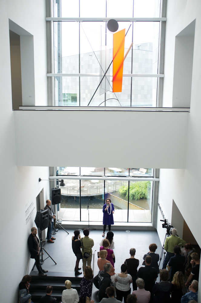 The opening of Making Use / Dutch Art Institute at the Van Abbemuseum. Intro: DAI's artistic director / head of program Gabriëlle Schleijpen / Photo credit: Wilhelm Weitkamp