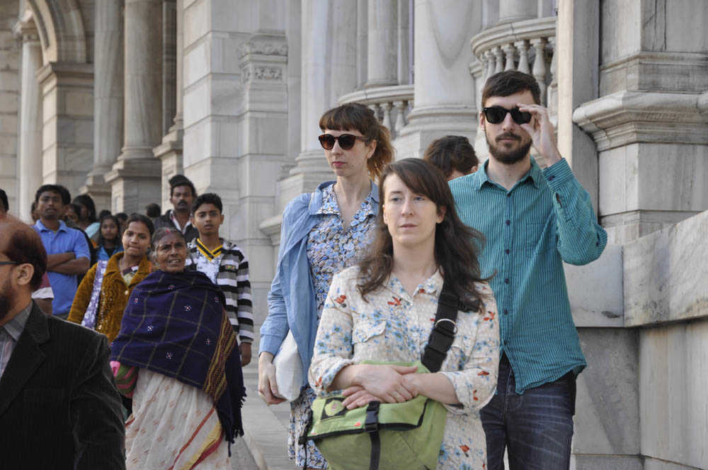 Arrival in Kolkata: Michelle Brown, Bryony Gillard and Charlie Dance