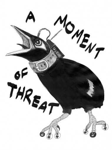 Garrett Phelan, A MOMENT OF THREAT (2014) Assorted pens, Indian ink, Tippex on paper, 21 x 29.7 cm. Courtesy the artist.