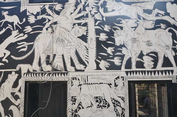 K. G. Subramanyan, Black and White Mural, detail, courtesy Anshuman Dasgupta