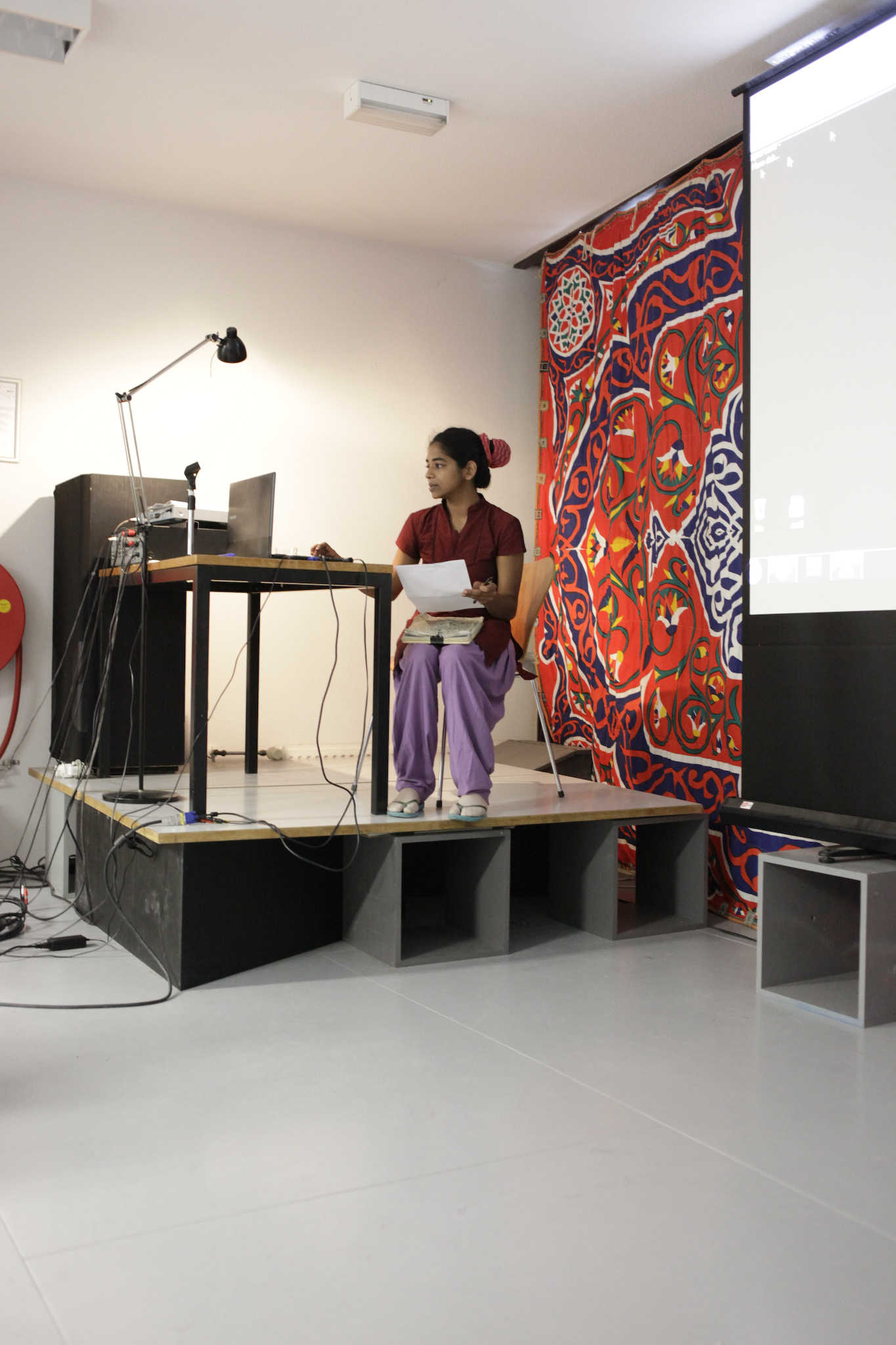 One of Aarti Sunder's Kitchen lecture presentations at the Dutch Art Institute in Arnhem in 2014.