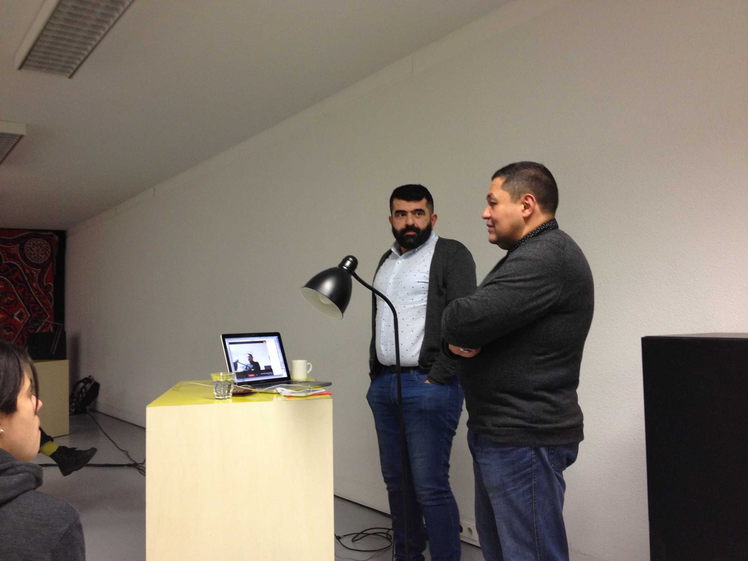 Bassam el Baroni (right) introducing Mohammad Salemy (left). Arnhem, February 2015