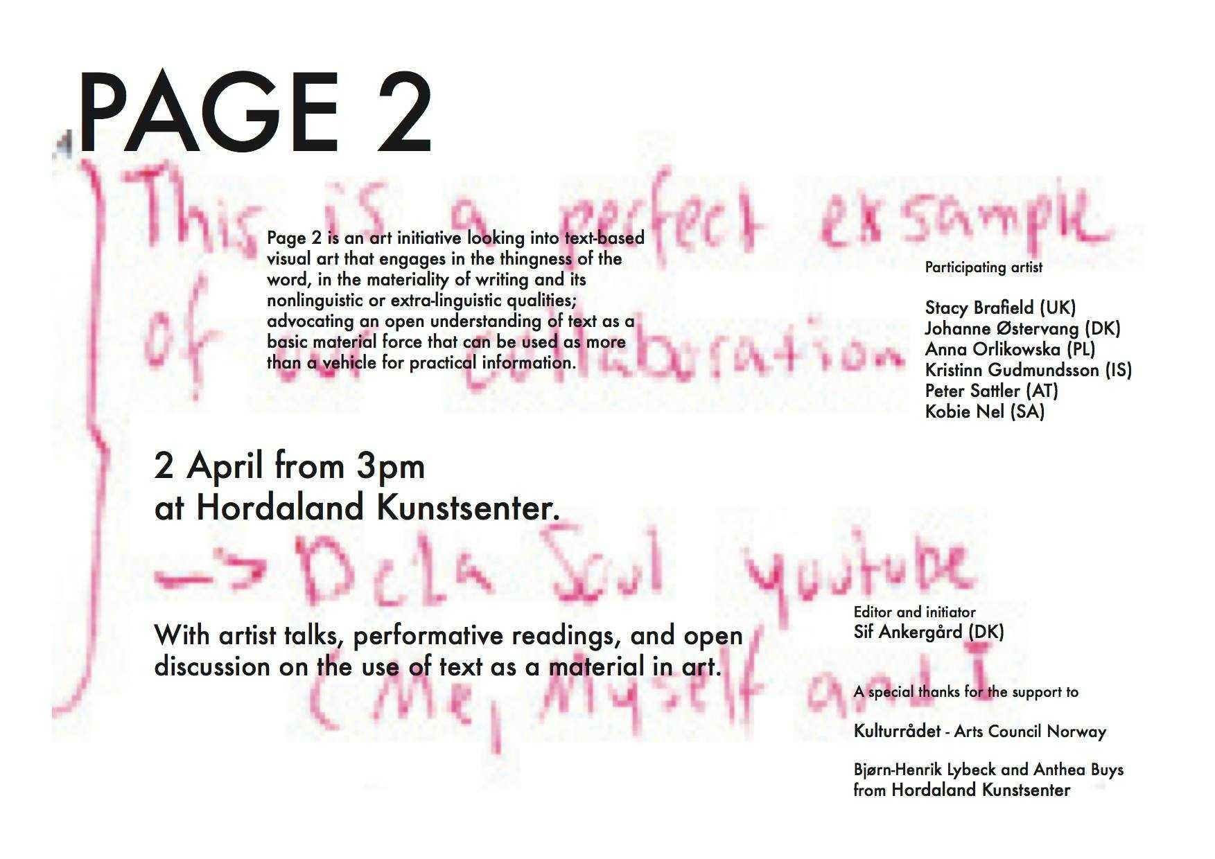 Invitation to Page 2 at Hordaland Kunstsenter