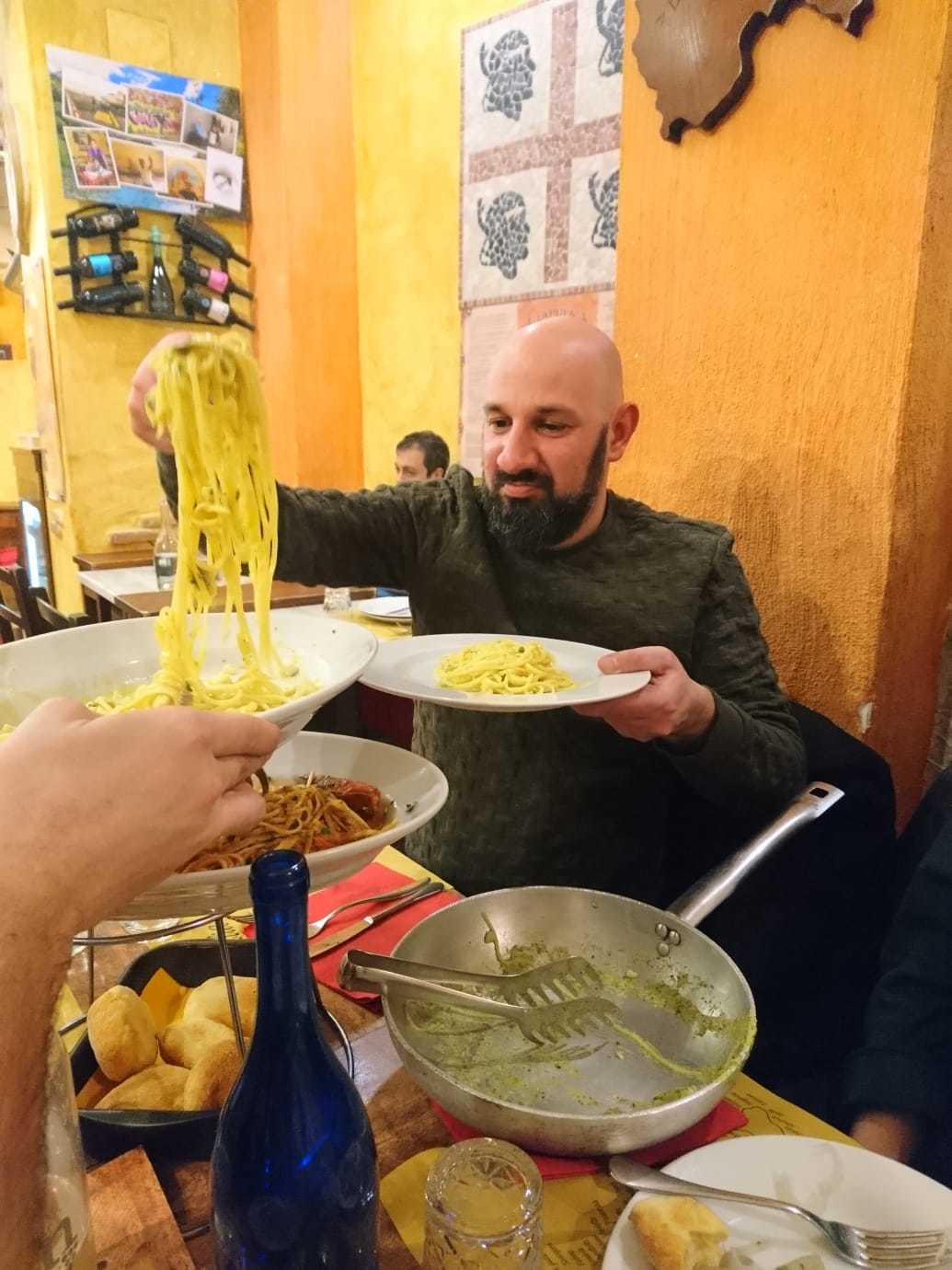 Nikos Doulos celebrating the end of DAI Week 4 in Cagliari, January 2019. Photo: Gabriëlle Schleijpen