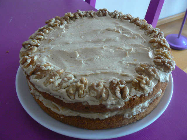 Image of a walnut cake baked by Sepake Angiama as part of her residency at the Grand Domestic Revolutions apartment (18b) by Casco Art Institute, Winter/Spring 2010. Photo: bc.