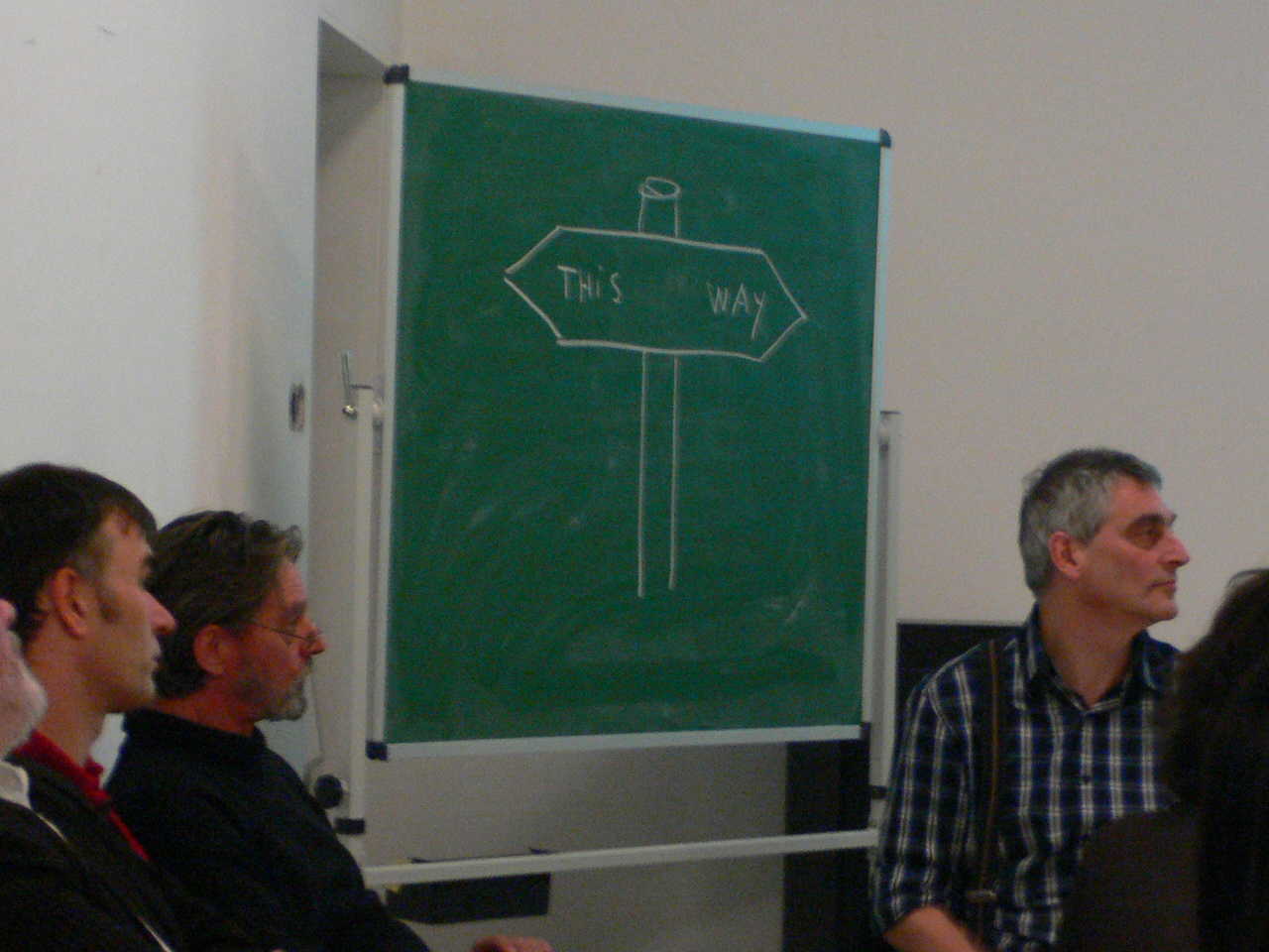22 november 2007, lecture presentation Yota Ioannidou with Florian Göttke (left),Ulay (middle) and John Heymans (right). Image credit: Machteld Aardse (DAI, 2007).