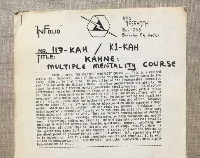 Harry Kahne multiple mentality course