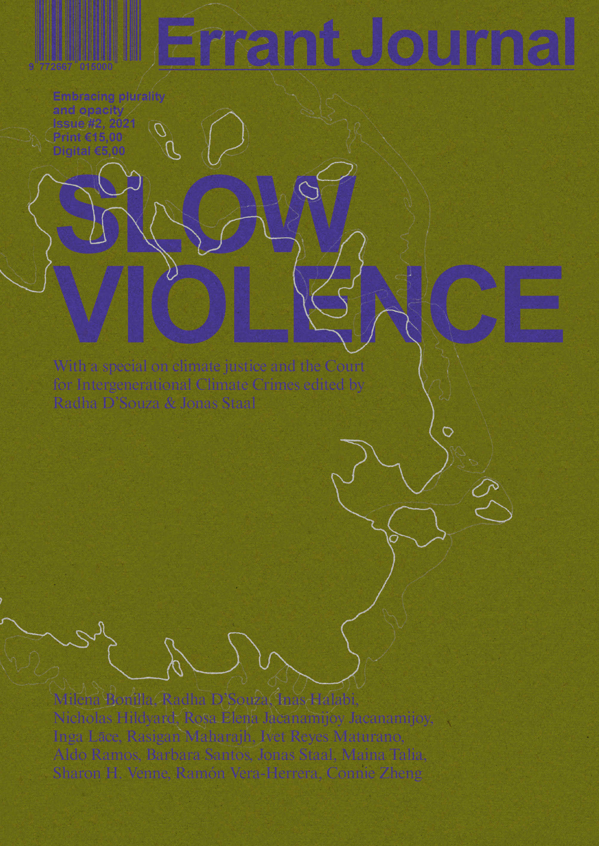 Cover Errant Journal #2, Slow Violence. Design by Jan-Pieter Karper