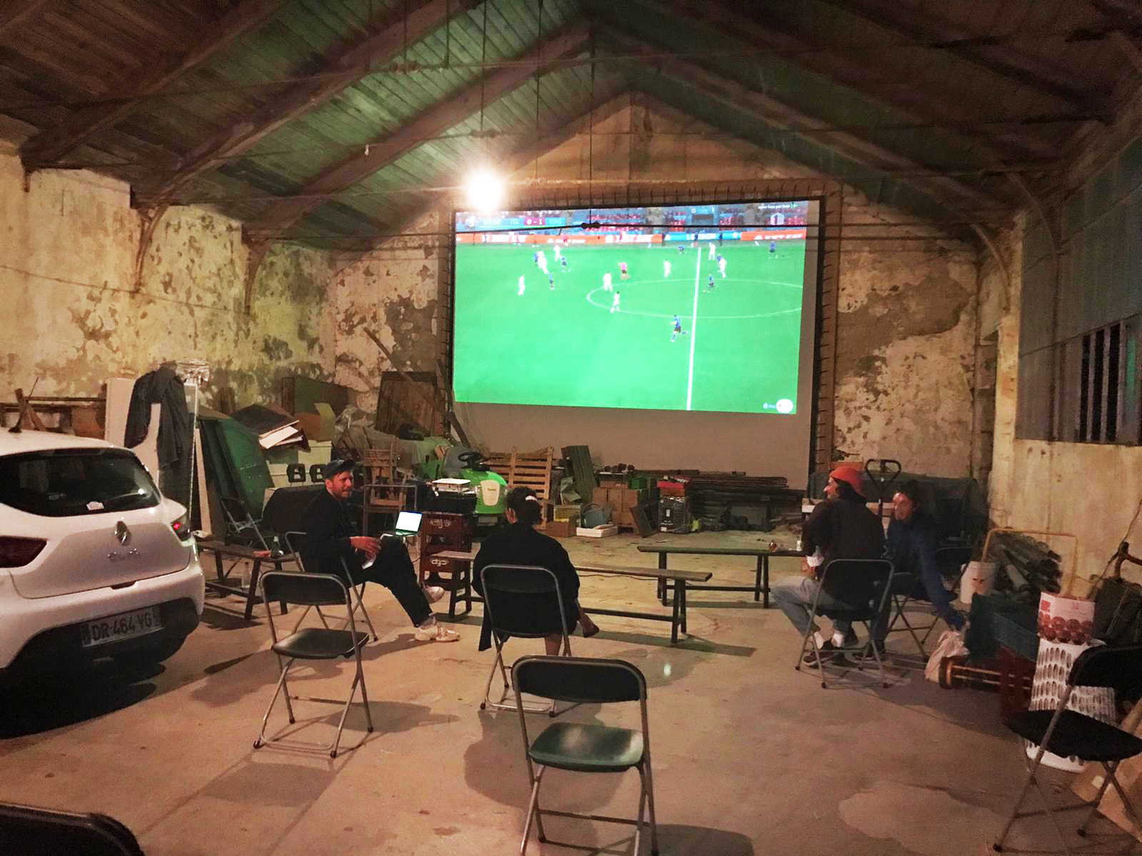 DAI crew watching the European Championship match 2021 in PAF's barn. Photo credit: Jacq van der Spek.