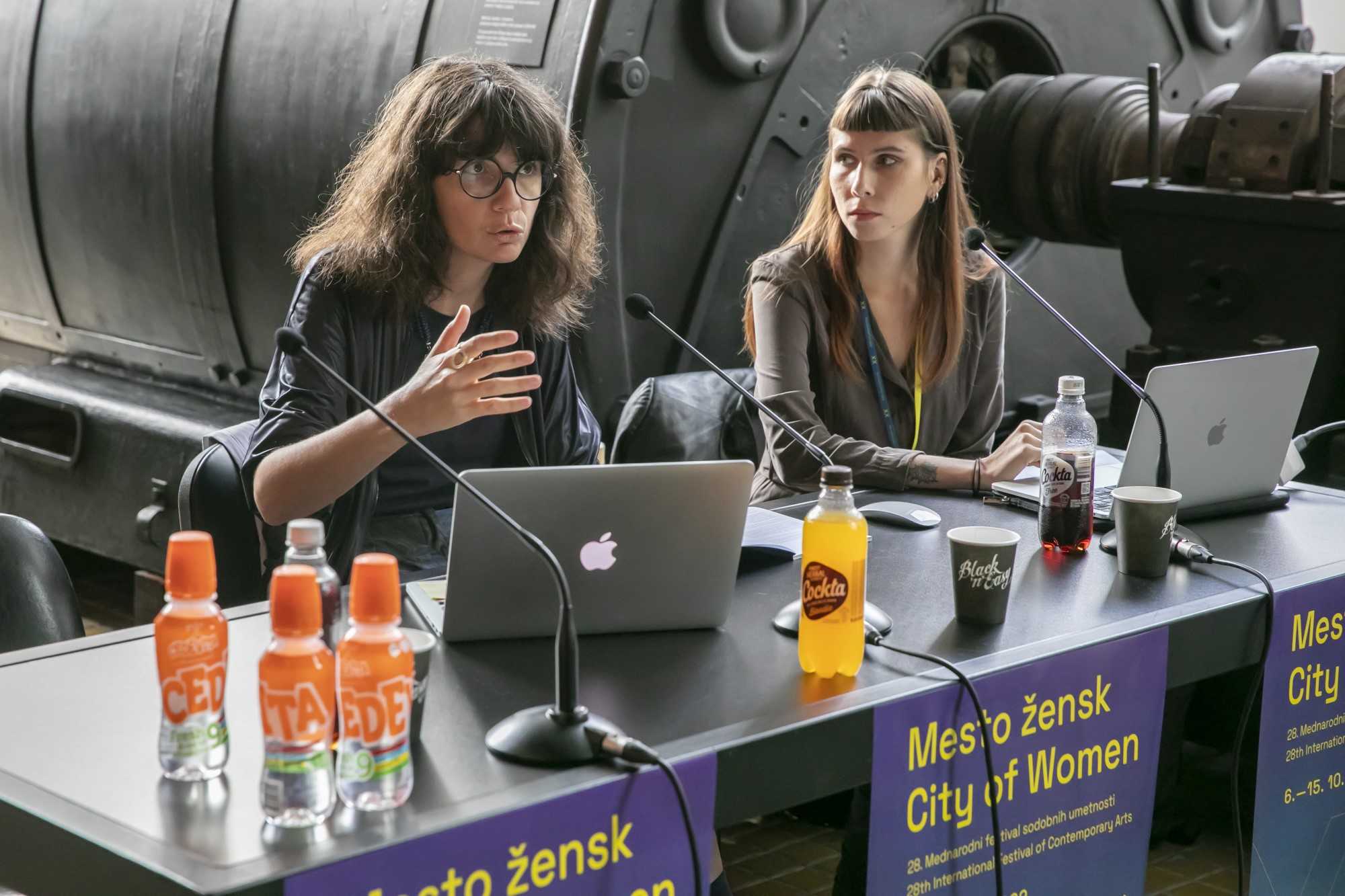 Iva Kovač (left) Program Director of the City of Women festival and the curator of the exhibition The South in Us, 2022.