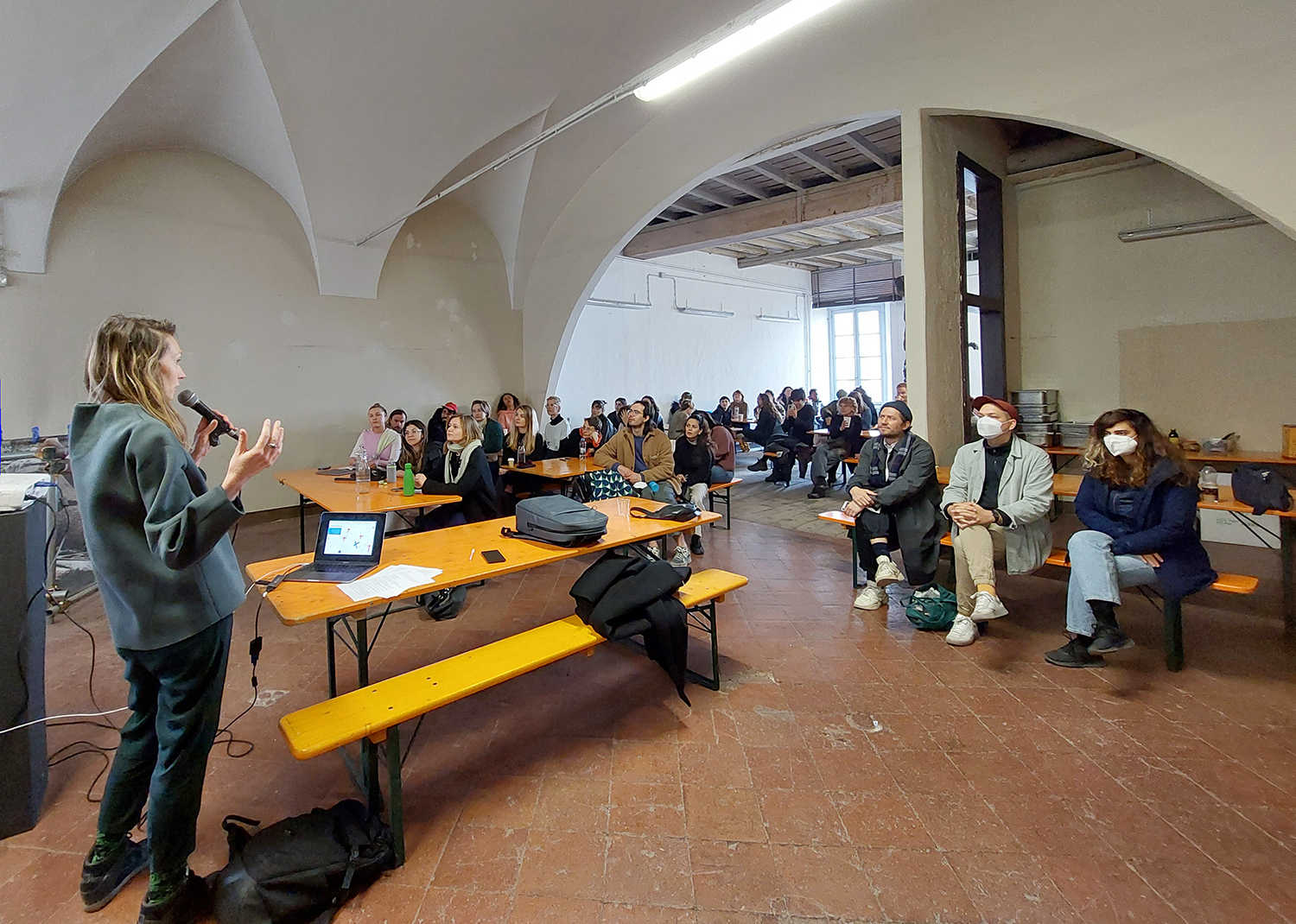 Sara Benaglia (DAI, 2019) -our host in Bergamo- introducing Baco and its history through time. Baco - Bergamo, March 2022. Photo credits: Nikos Doulos