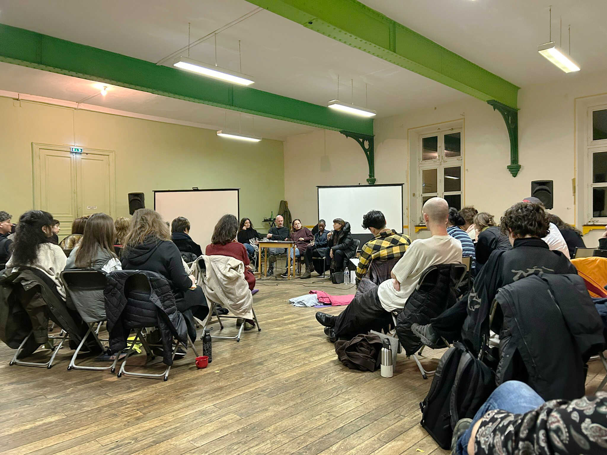 Palestine Solidarity Teach Out ~ How To Do Things With Theory Tutors at PAF, St. Erme. November 2023. Photo-credit: Jacq van der Spek