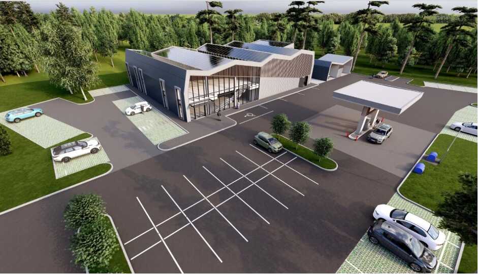 Nida gas station redevelopment project, visualisation by UAB "Rusnė“.