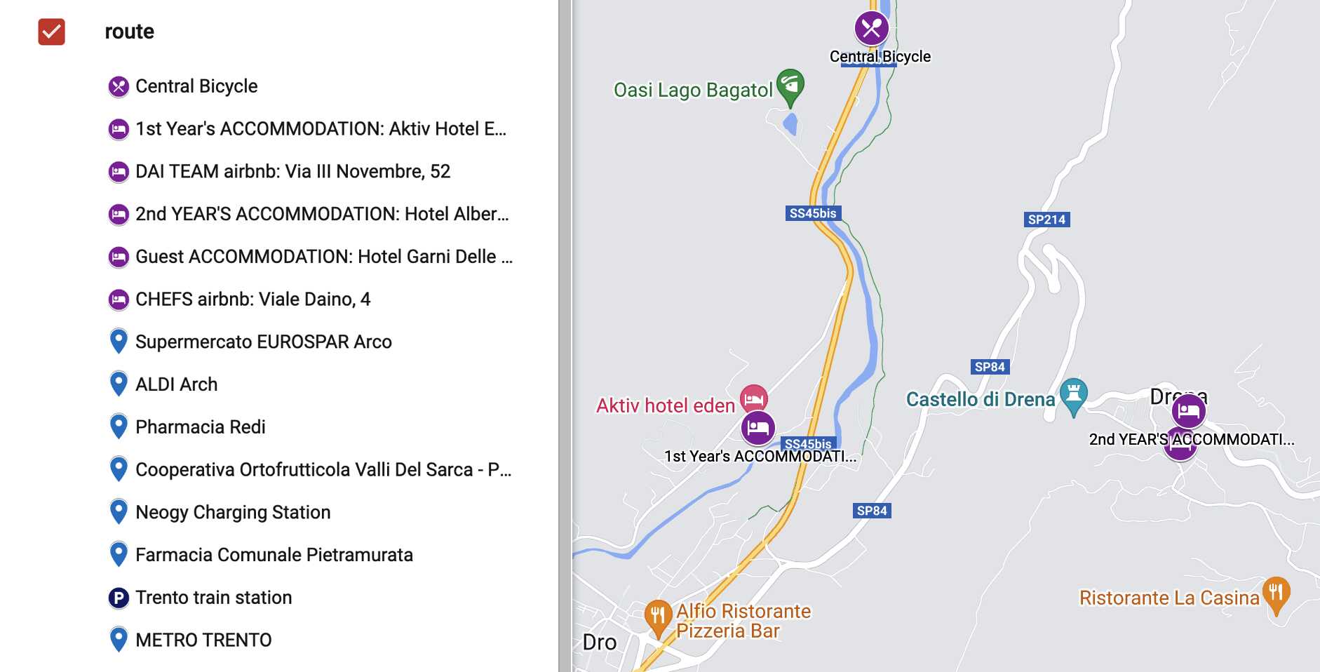 Location map DAI WEEK  9 ~ Centrale Fies (Dro, Autonomous Province of Trento, Italy)