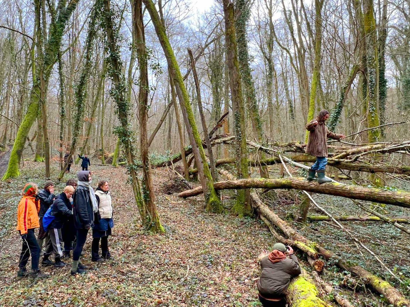 COOP study group ~ FOREST IS LONG-TERM on a forest walk guided by PAF's Jean Felix. PAF (St.Erme), March 2024. Photo credit: Jonas Jonas Žukauskas.