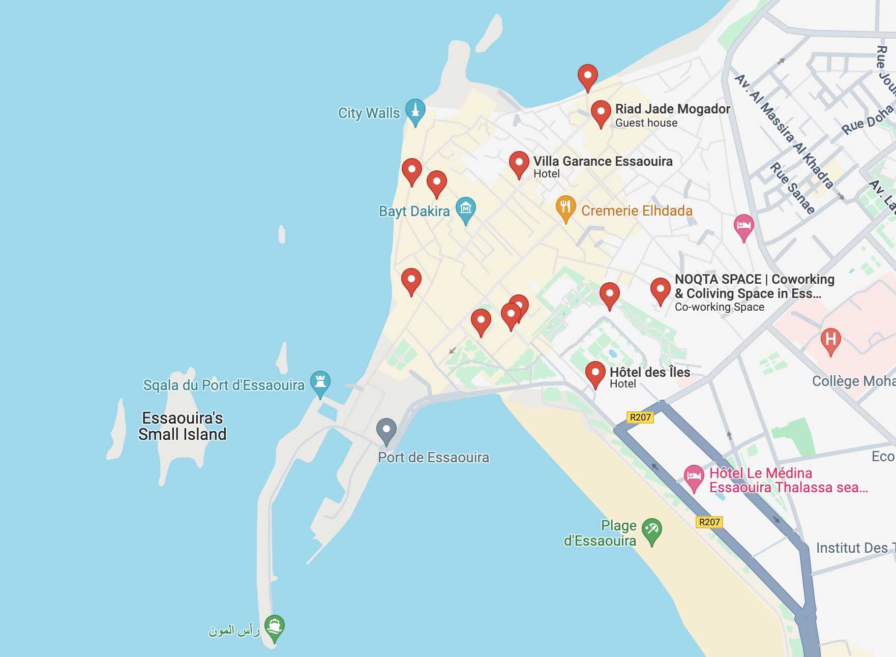 Essaouira: Locations map. Confluence 4, April 2024.
