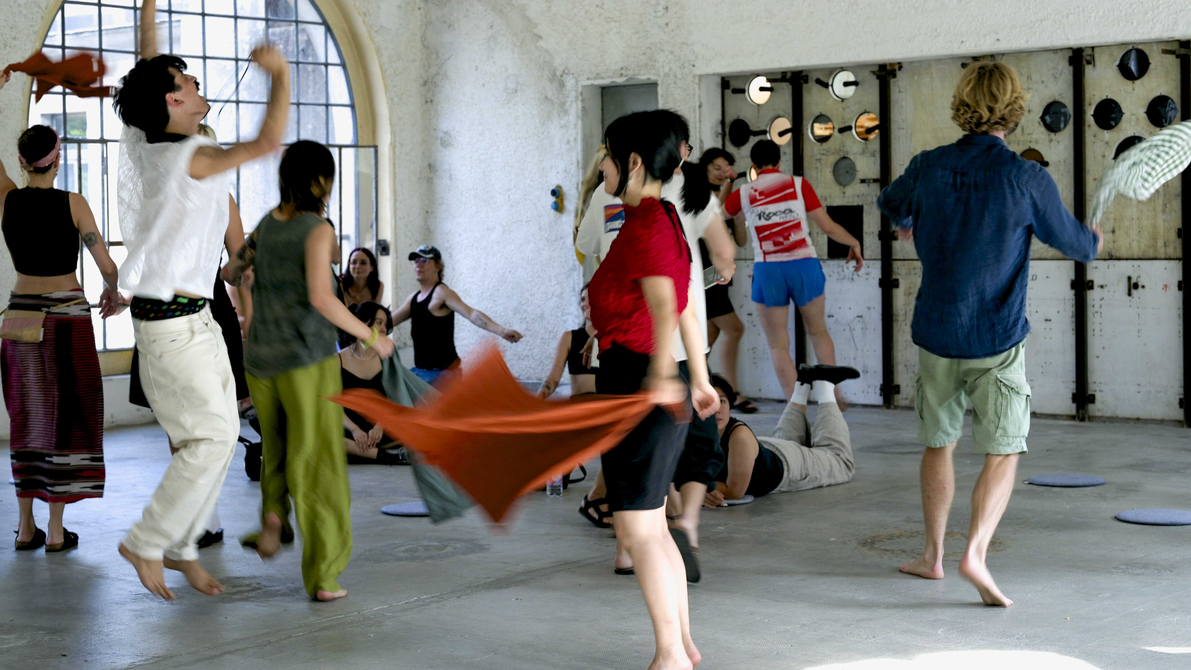 Kıvanç Sert's 20 minute performance 'Tea and Land, Story of Cultivation of Cultivator' for Chameleon Orbit ~ DAI's Aeroponic Acts 2024 at Centrale Fies in Italy. Photo-credit Baha Görkem Yalim for DAI.